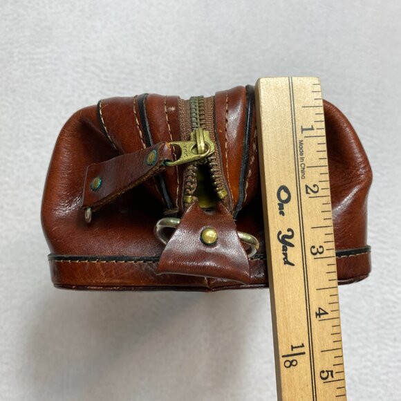 VINTAGE Utili-Kit Leather Bag Mens Brown Leather Travel Case 12" - Picture 10 of 11
